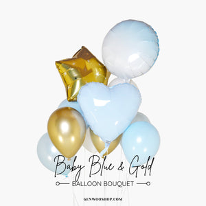 Luxury Baby Blue and Gold Balloon Bouquet
