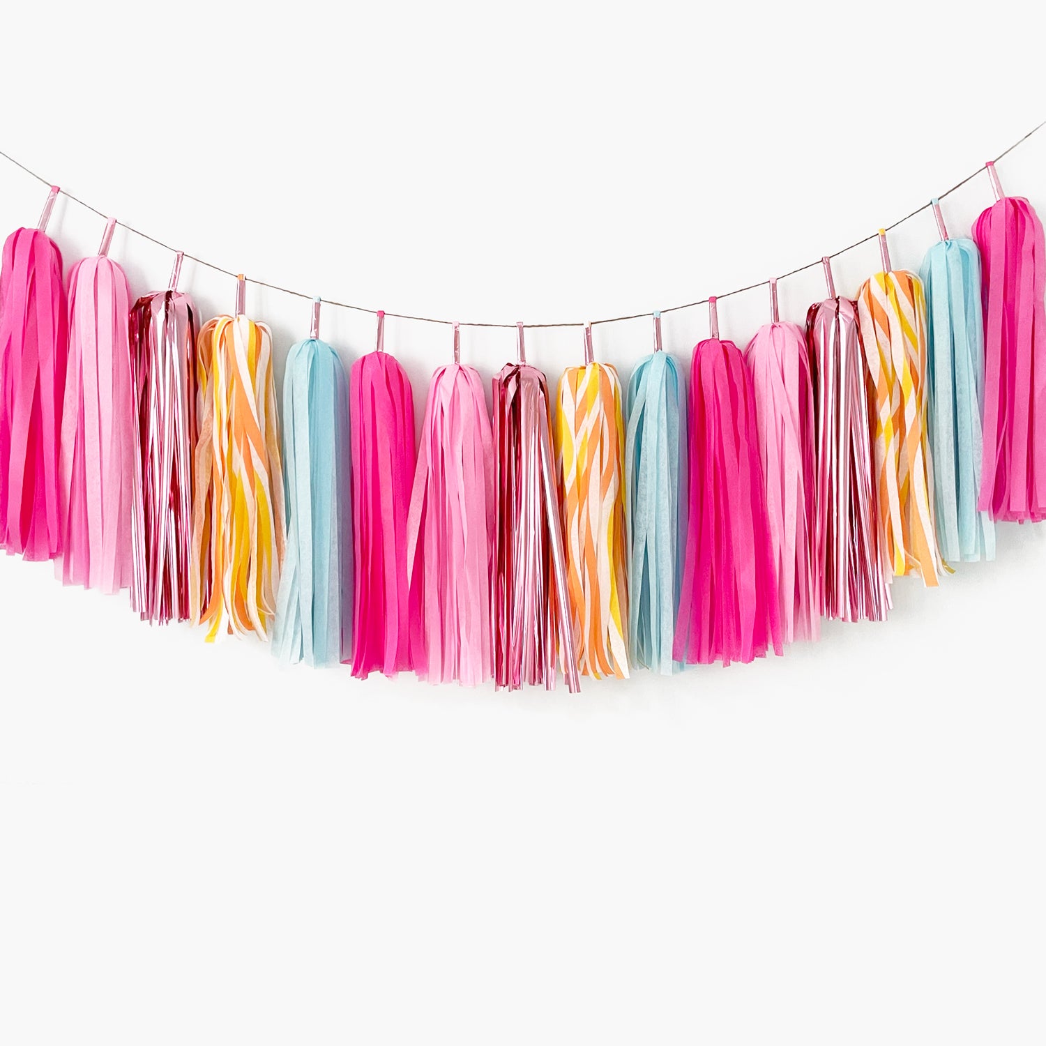 Dollhouse Delight Tassel Garland - Girls Dolls Toys Movie Inspired Pink and Blue Party Paper Banner Bunting Streamers Backdrop