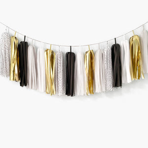Black and Gold Tassel Garland - Graduation Party Decor, Little Man birthday, Men's Birthday, Gatsby Themed Party