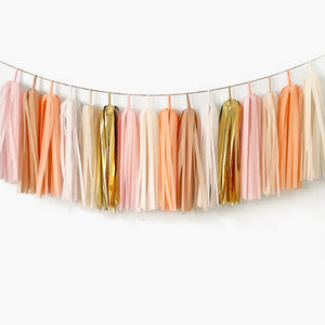 Gold Blush Tassel Garland - Baby Girl Birthday Party - Bridal Shower Bunting - Nursery Wall Hanging Decoration