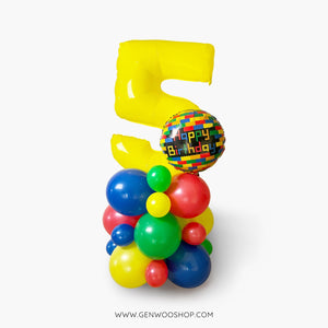 Building Blocks Number Balloon Tower - Boys Birthday Party Balloon Column Decorations - Ottawa Balloon Artist