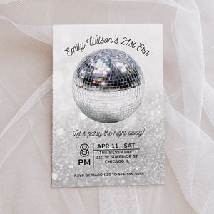 Disco Ball Birthday Party Digital Invitation - Editable