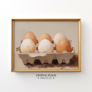 Eggs in Carton Digital Print - Easter Home Decors - Rustic Barn Farmhouse Kitchen Eggs Still Life Wall Art - Bakery Shop Decoration - Cottage Dinning Room