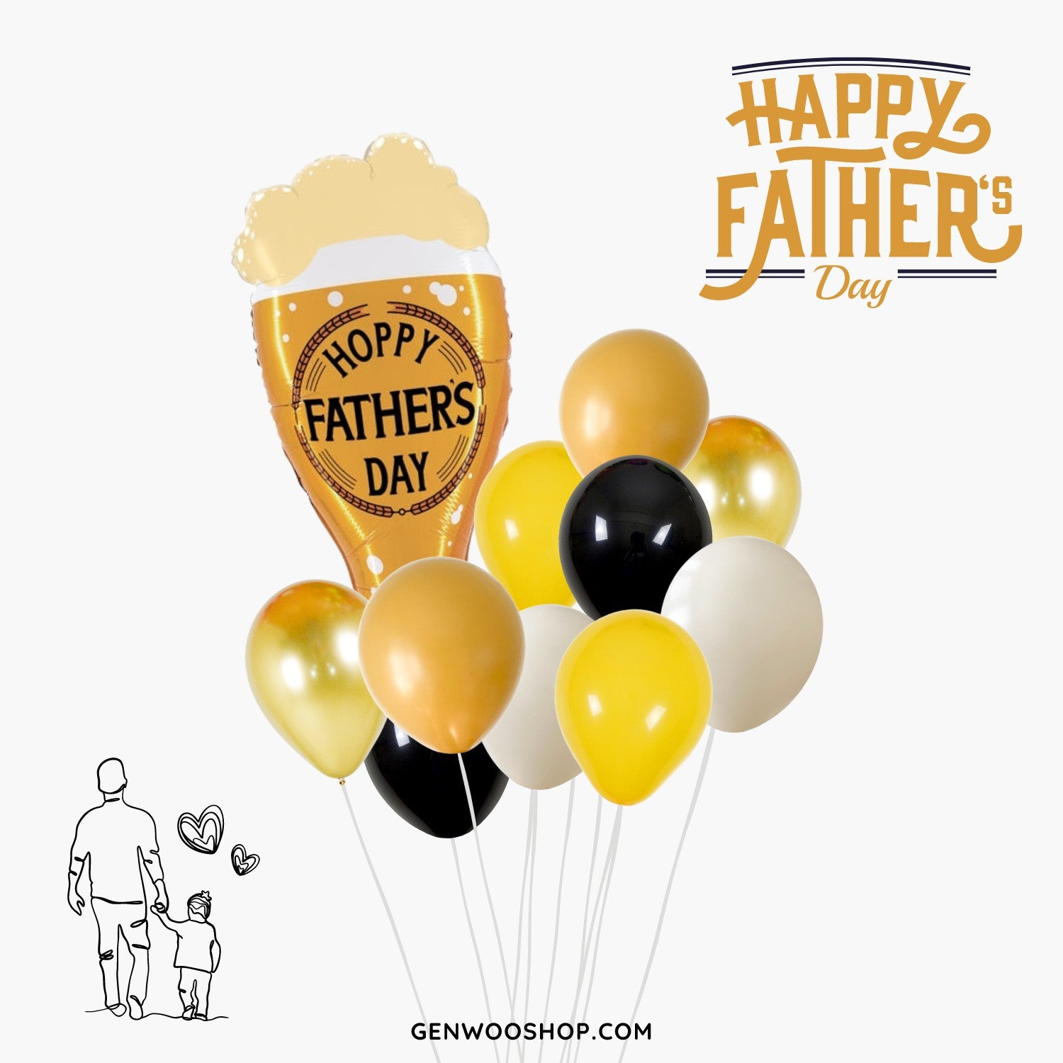 Father's Day Beer Balloon Bouquet - Happy Father's Day - Ottawa Helium Balloon Services