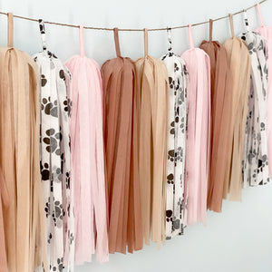 Pink Puppy Paws Tassel Garland - Pet Dog and Cat Girl Birthday Party Decoration