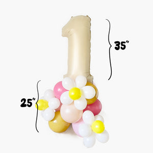 Groovy One Number 1 Balloon Column - Baby Girl First Birthday Party Balloon Tower Decorations