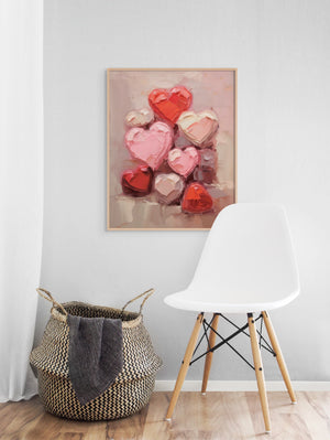 Pink and Red Heart Chocolates Digital Print