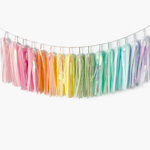 Iridescent Pastel Rainbow Tassel Garland - Rainbow Birthday Party Decorations