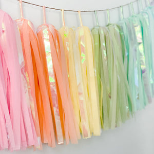 Iridescent Pastel Rainbow Tassel Garland - Rainbow Birthday Party Decorations