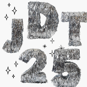 Marquee Style Jumbo 3D Silver Tinsel Letters and Numbers for Events, Parties, and Weddings.