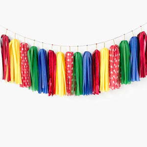 Mushroom Video Game Tassel Garland - Nostalgia Epic Kids Party - Japanese Jumping Video Game Theme