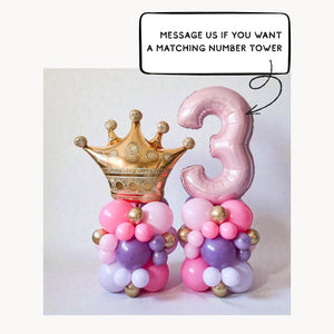 Gold Crown Balloon Tower for Princess Party