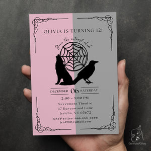 Editable Goth Girl Birthday Party Digital Invitation