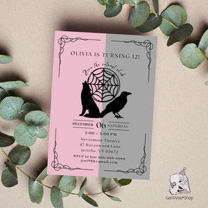 Editable Goth Girl Birthday Party Digital Invitation