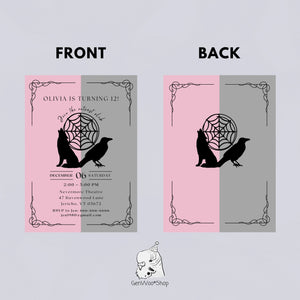 Editable Goth Girl Birthday Party Digital Invitation