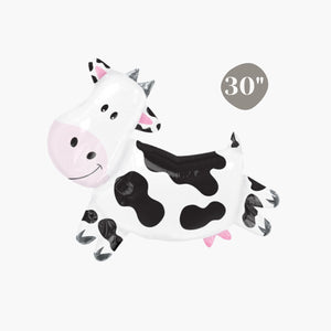 Pig and Dairy Cow Foil Balloons - Kids Barnyard Farm Animal Birthday Party Decorations