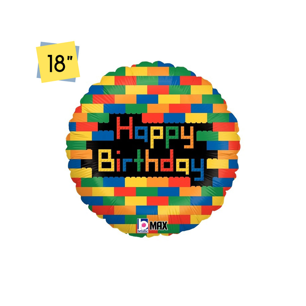 Building Blocks Birthday Foil Balloon 18-inch