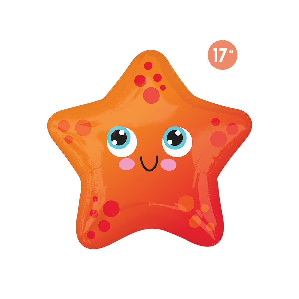 Cute Starfish Foil Balloon 17-inch - Sea Animal, Ocean, Mermaid Under the Sea Birthday Party Decorations