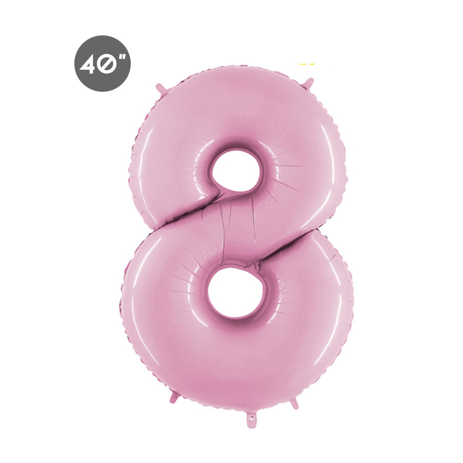 Jumbo Baby Pink Number 8 Foil Balloon - Girls 8th Birthday Number Balloon - Baby Girl 8 Months Photo Prop - Eighth Anniversary Celebration - GenWoo Shop