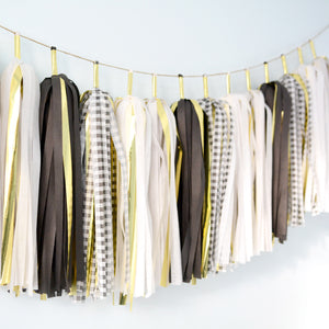 Black Gingham Tassel Garland, New Year Eve Party Decoration Supplies, Boy Little Man Birthday Party, Bachelor Party Banner Garland by GenWoo Shop