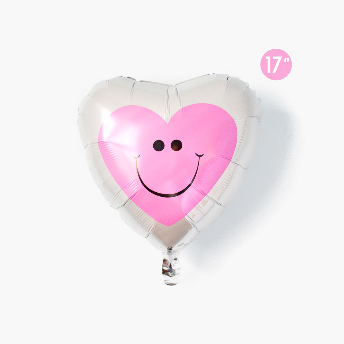 Pink Heart Smiley Face Foil Balloon 17" - Hippie Funky Groovy Birthday Party Decor