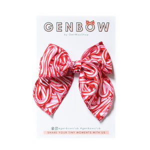Candy Cane Fable Bow Hair Clip - Christmas Pattern Hair Bow Clip Gift for Girls GenWoo Shop GenBow