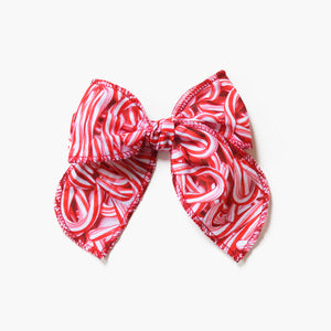 Candy Cane Fable Bow Hair Clip - Christmas Pattern Hair Bow Clip Gift for Girls GenWoo Shop GenBow