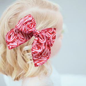 Candy Cane Fable Bow Hair Clip - Christmas Pattern Hair Bow Clip Gift for Girls GenWoo Shop GenBow