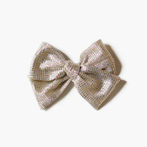 Champagne Sparkly Bow Hair Clip - Christmas Hair Bows for Girls GenWoo Shop GenBow Club