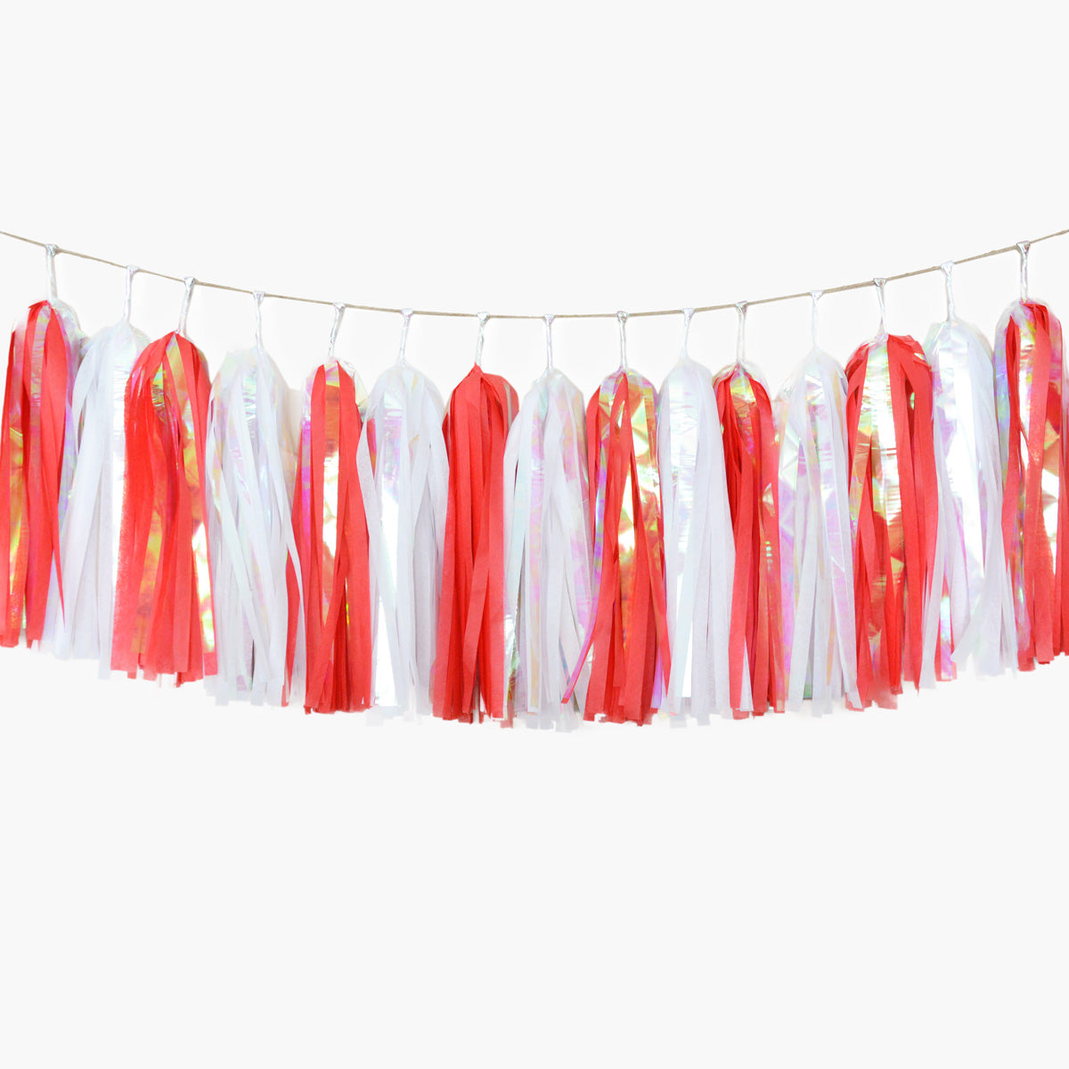 Classic Iridescent Red Peppermint Tassel Garland, Red Christmas Mantel Garland, Holiday Iridescent Decoration, Candy Cane Decor, Peppermint Swirl Decor GenWooShop