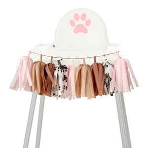 Baby Girl Pink Puppy High Chair Garland - Dog Paw Theme First Birthday & Cake Smash Decorations,1st Birthday High Chair Banner