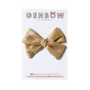 Gold Sparkly Bow Hair Clip - Kids Christmas Hair Accessories Bows for Girls GenWoo Shop GenBow Club