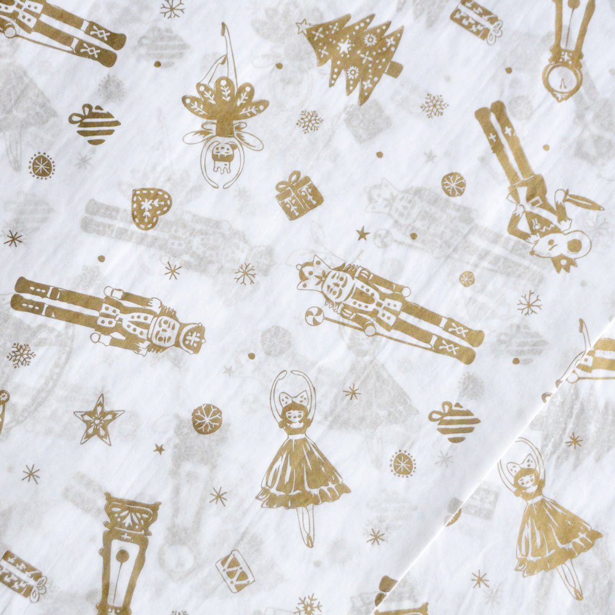 Golden Nutcrackers and Ballet Dancers Tissue Paper - Modern Winter Holiday Gift Wrapping & DIY Projects Supplies