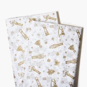 Golden Nutcrackers and Ballet Dancers Tissue Paper - Modern Winter Holiday Gift Wrapping & DIY Projects Supplies