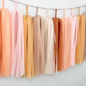 Blush Groovy Tassel Garland - Retro Hippie Bohemian 70s Groovy Birthday Party Decoration