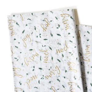 Christmas Scripts Patterned Tissue Paper - Modern Winter Holiday Gift Wrapping & DIY Projects Supplies