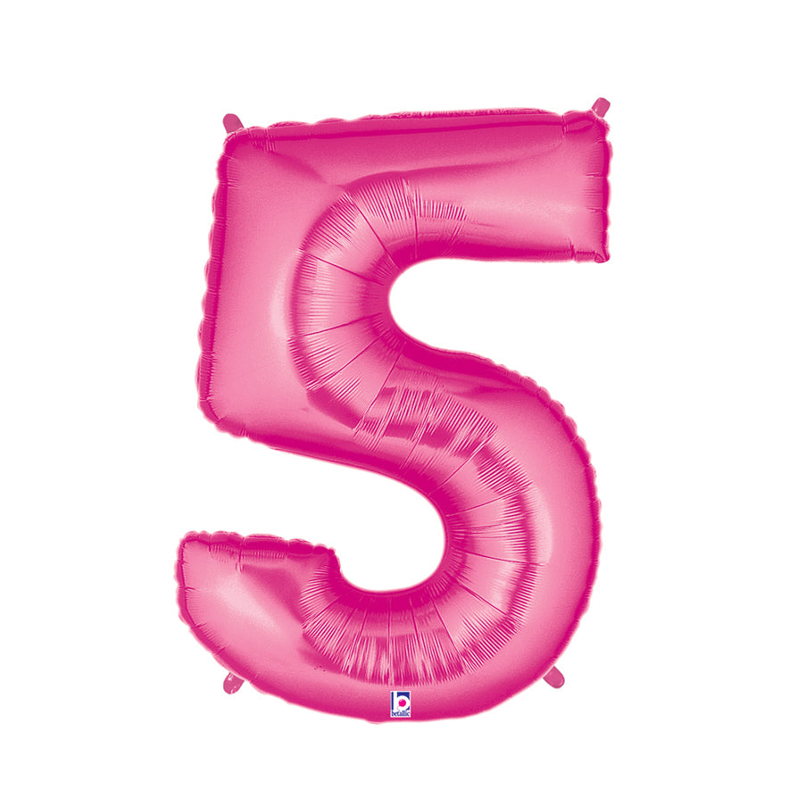 40-inch Jumbo Hot Pink Number 5 Foil Balloon