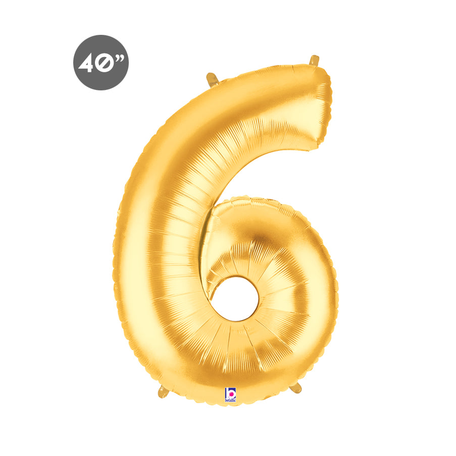 Jumbo Gold Number 6 Foil Balloon 40-inch