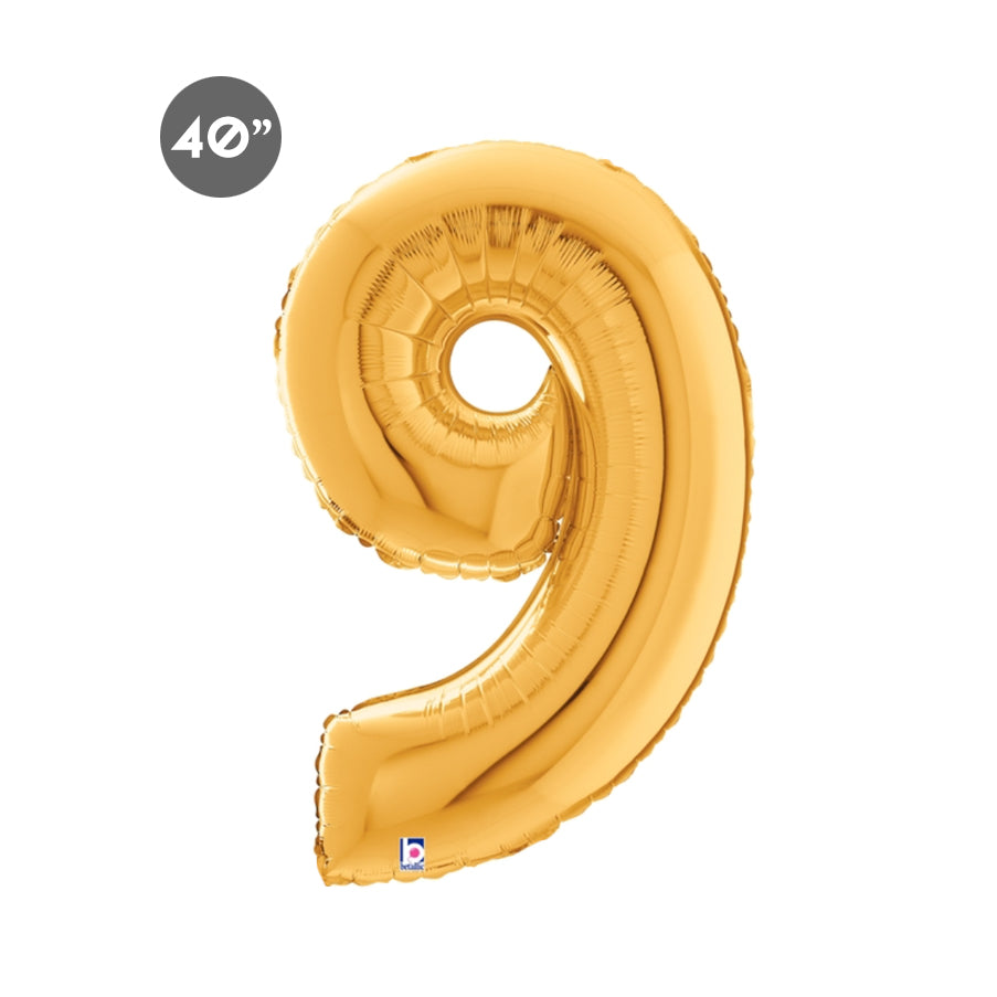 Jumbo Gold Number 9 Foil Balloon 40-inch