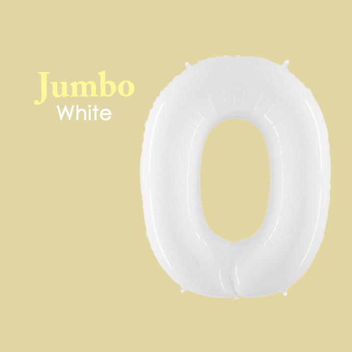 Jumbo White Number 0 Foil Balloon 40-inch