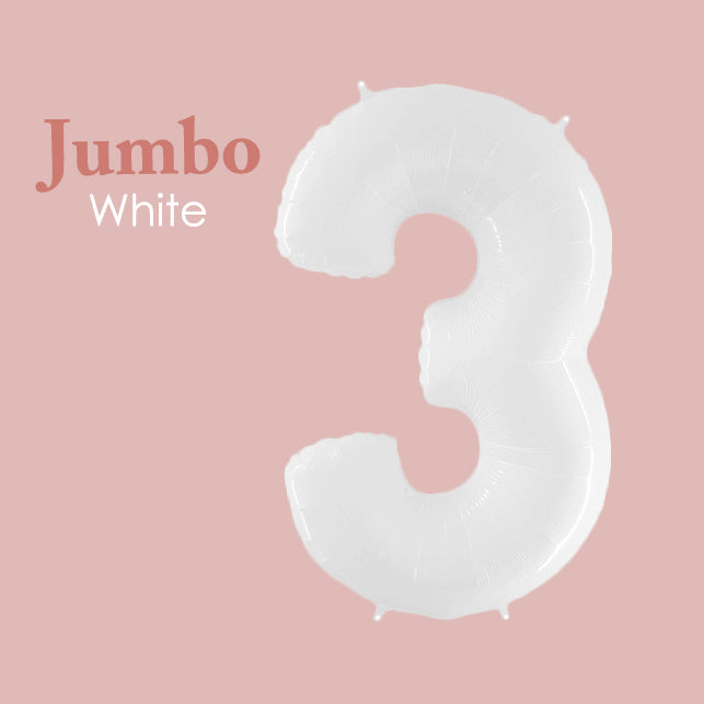 Jumbo White Number 3 Foil Balloon 40-inch