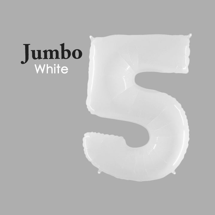 Jumbo White Number 5 Foil Balloon 40-inch