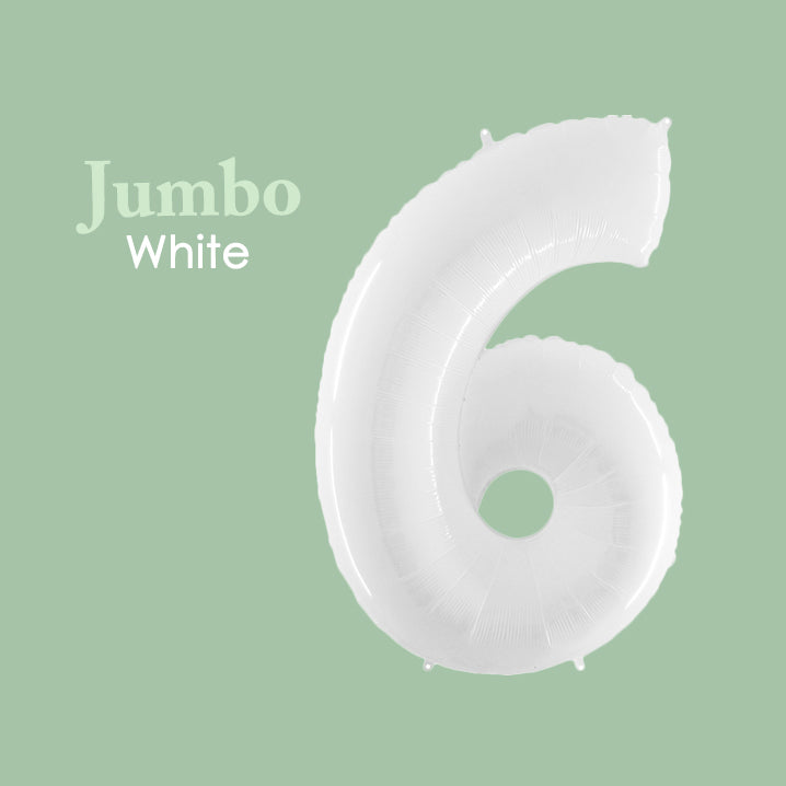 Jumbo White Number 6 Foil Balloon 40-inch