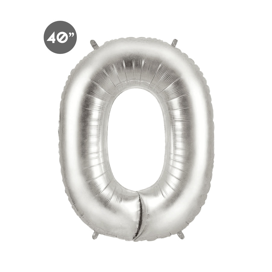 Jumbo Silver Number 0 Foil Balloon 40-inch