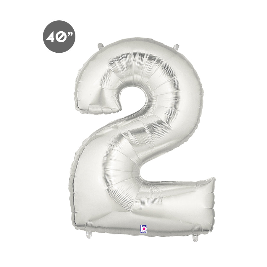 Jumbo silver foil number 2 balloon 40 inches second birthday decoration