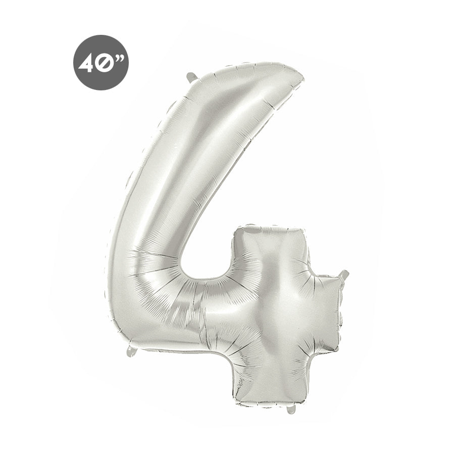 Jumbo Silver Number 4 Foil Balloon 40-inch