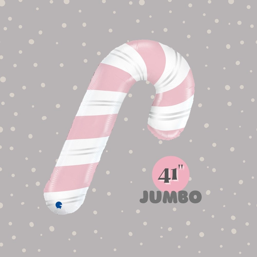 Jumbo Pink Candy Cane Foil Balloon 41" - Pink Christmas Party Decoration