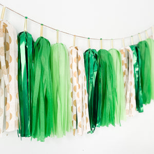 Lucky Green & Gold Tassel Garland- St Patrick's Day Irish Birthday Party Backdrop Banner Bunting - Irish Baby Shower Decorations - Irish Wedding Decors