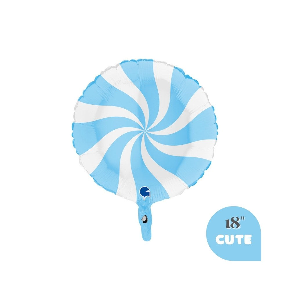 Pastel Blue Peppermint Candy Foil Balloon 18" - Cute Mint Christmas Holiday Party Decoration