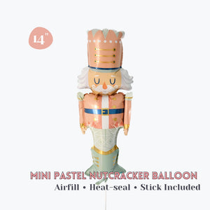 Air-fill Pastel Nutcracker Foil Balloon 14" - Christmas Party Loot Bag Party Favor - Winter Holiday Photo Prop